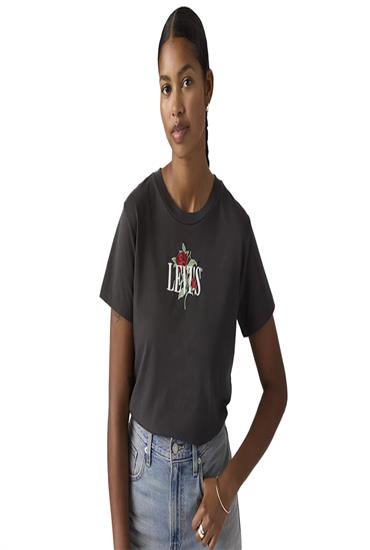 GRAPHIC TEES-SINGLE ROSE SERIF LOGO DARK PHANTOM